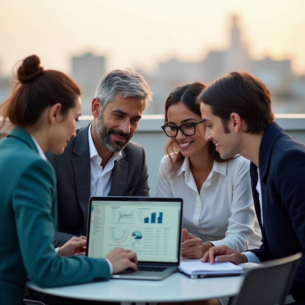Profesioniști din departamente financiare și operaționale în ședință