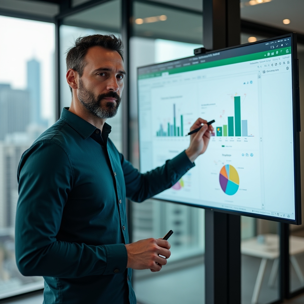 Trainer Excel prezentând tehnici avansate în sesiune online
